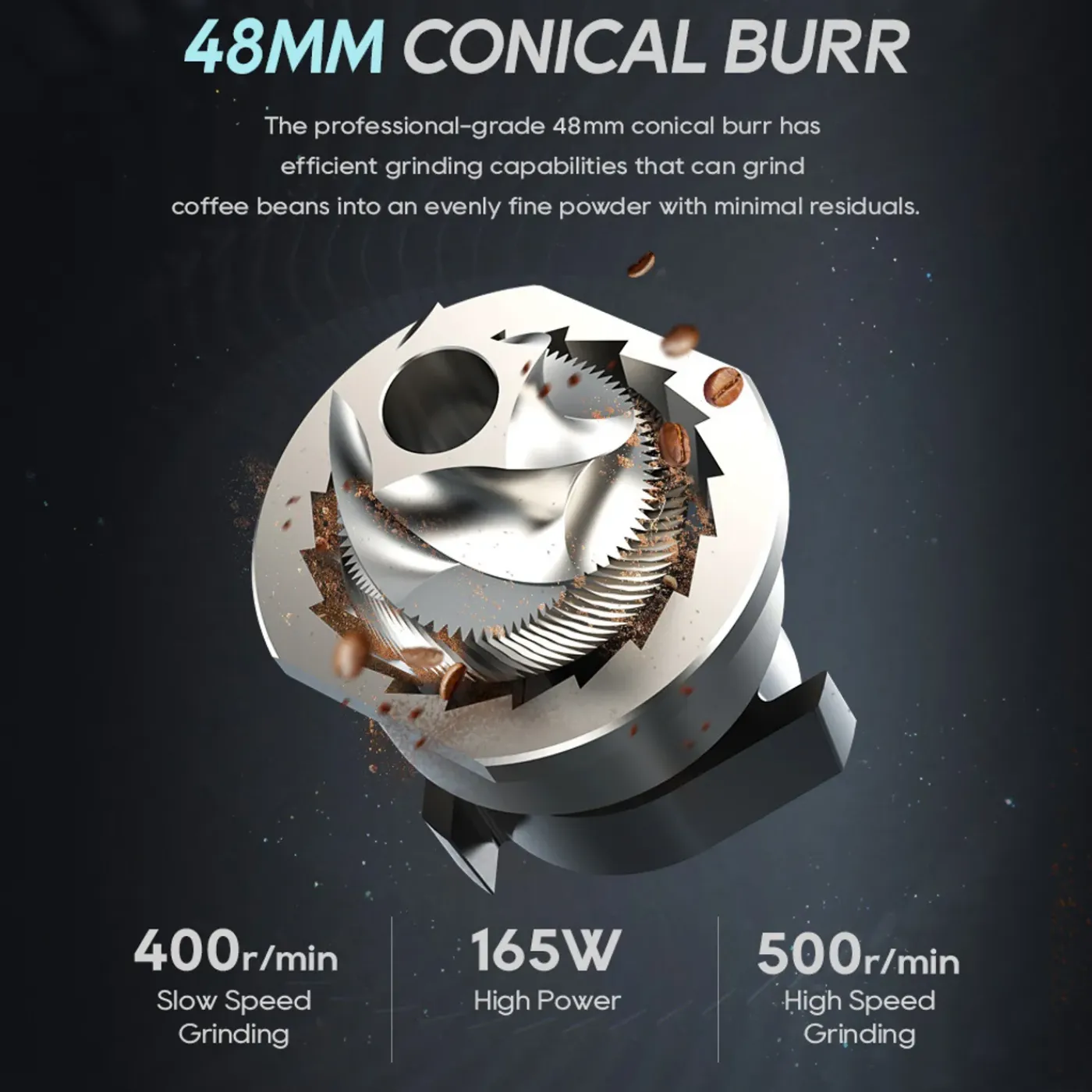 HiBREW - Koffiemolen - G5 - Conische Maalschijf 48mm 36 Instelbare Maalniveaus Zwart