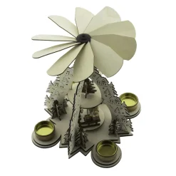Hi Houten Piramide - Kerstdecoratie - 22,5 X 22,5 X 28,5 Cm