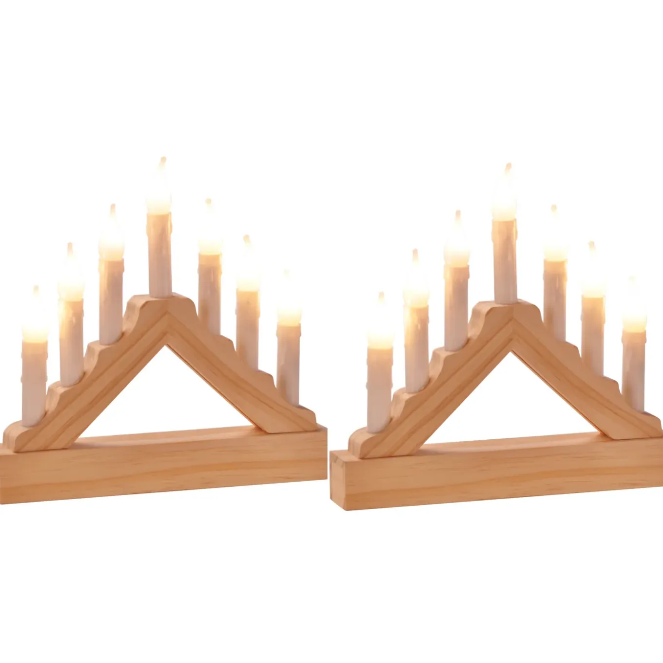 Hi Kaarsenbrug - Hout - Met Led - Warm Wit - 7 Lampjes - 21 Cm
