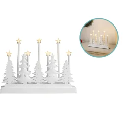 HI Kerstdecoratie Silhouet - Verlicht Met Led Sterren - 32 Cm - Wit