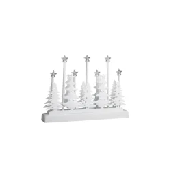 HI Kerstdecoratie Silhouet - Verlicht Met Led Sterren - 32 Cm - Wit