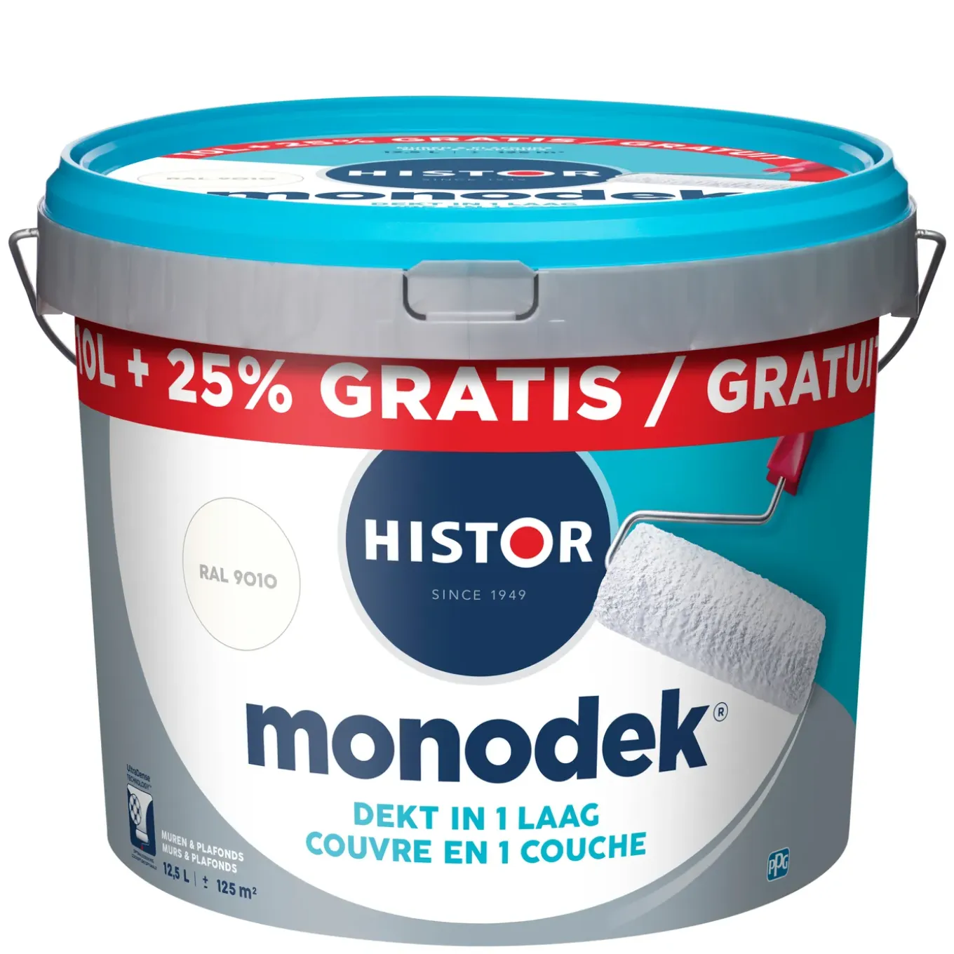 Histor Monodek Muurverf - Mat - RAL 9010 - 12,5L