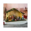 HI Verlichte Kerststal - Porselein/mos/hout - 40 X 16 X 26 Cm