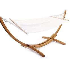 H&j - Hangmat Met Houten Onderstel Katoenen Doek -dallas - 3 M - Ecru