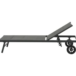 Habitat et Jardin H&j - Ligbed Ligstoel Verstelbaar Aluminium Gevoerd Textileen -bella - Phoenix - Grijs Donkergrijs