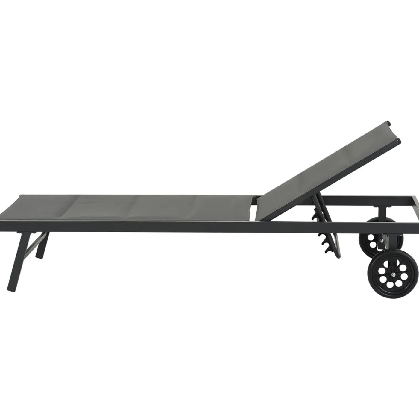 Habitat et Jardin H&j - Ligbed Ligstoel Verstelbaar Aluminium Gevoerd Textileen -bella - Phoenix - Grijs Donkergrijs