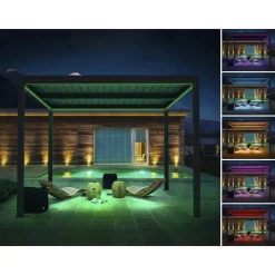 Habitat et Jardin H&j - Pergola Terrasoverkapping Zonwering 3 X 4 M Verstelbaar Aluminium Met Led Verlichting -windso