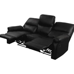 H&j - Relaxfauteuil Relaxstoel Verstelbaar Bank -lincoln - 197 X 89 X 103 Cm - 3 Zits - Zwart