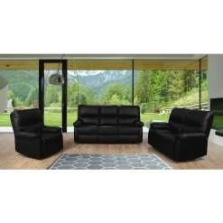 H&j - Relaxfauteuil Relaxstoel Verstelbaar Bank -lincoln - 197 X 89 X 103 Cm - 3 Zits - Zwart