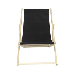 H&j - Set Van 2 Houten Ligstoel -chilienne - 107 X 56,5 X 81 Cm - Zwart