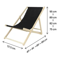 H&j - Set Van 2 Houten Ligstoel -chilienne - 107 X 56,5 X 81 Cm - Zwart
