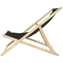 H&j - Set Van 2 Houten Ligstoel -chilienne - 107 X 56,5 X 81 Cm - Zwart