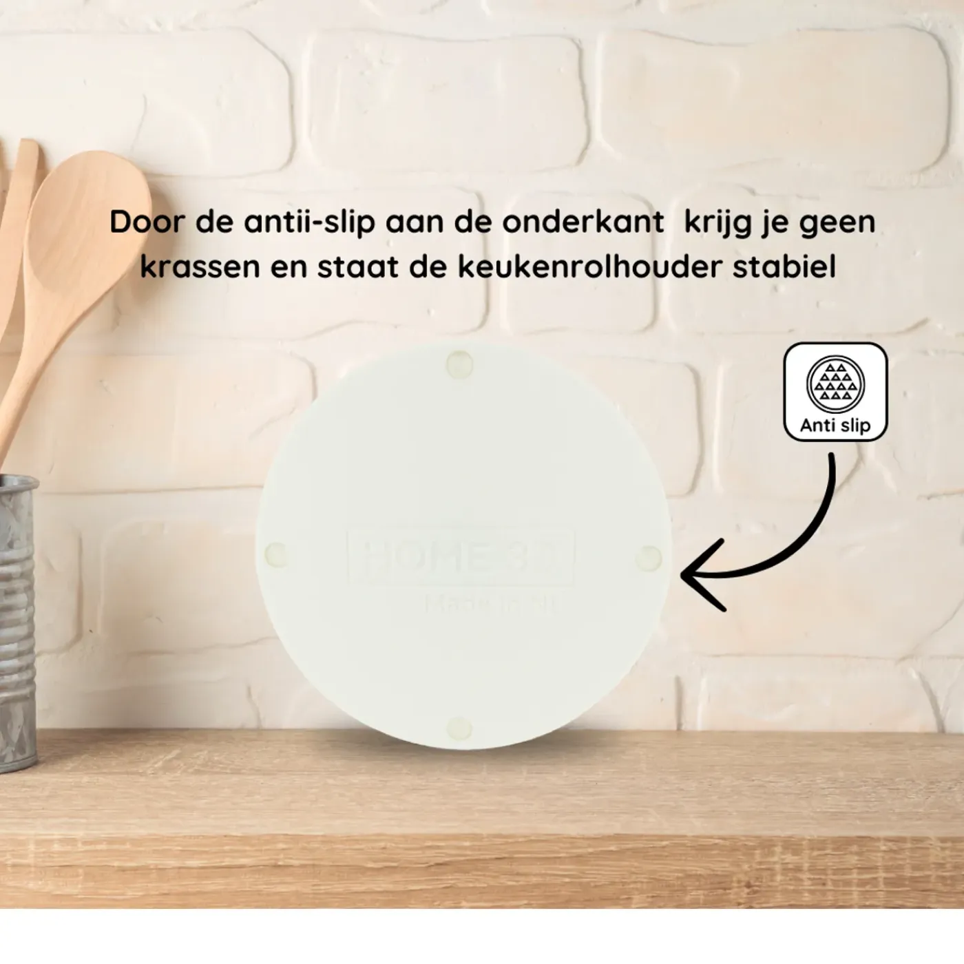 Home 3D - Keukenrolhouder Basic - Beukenhout - Wit