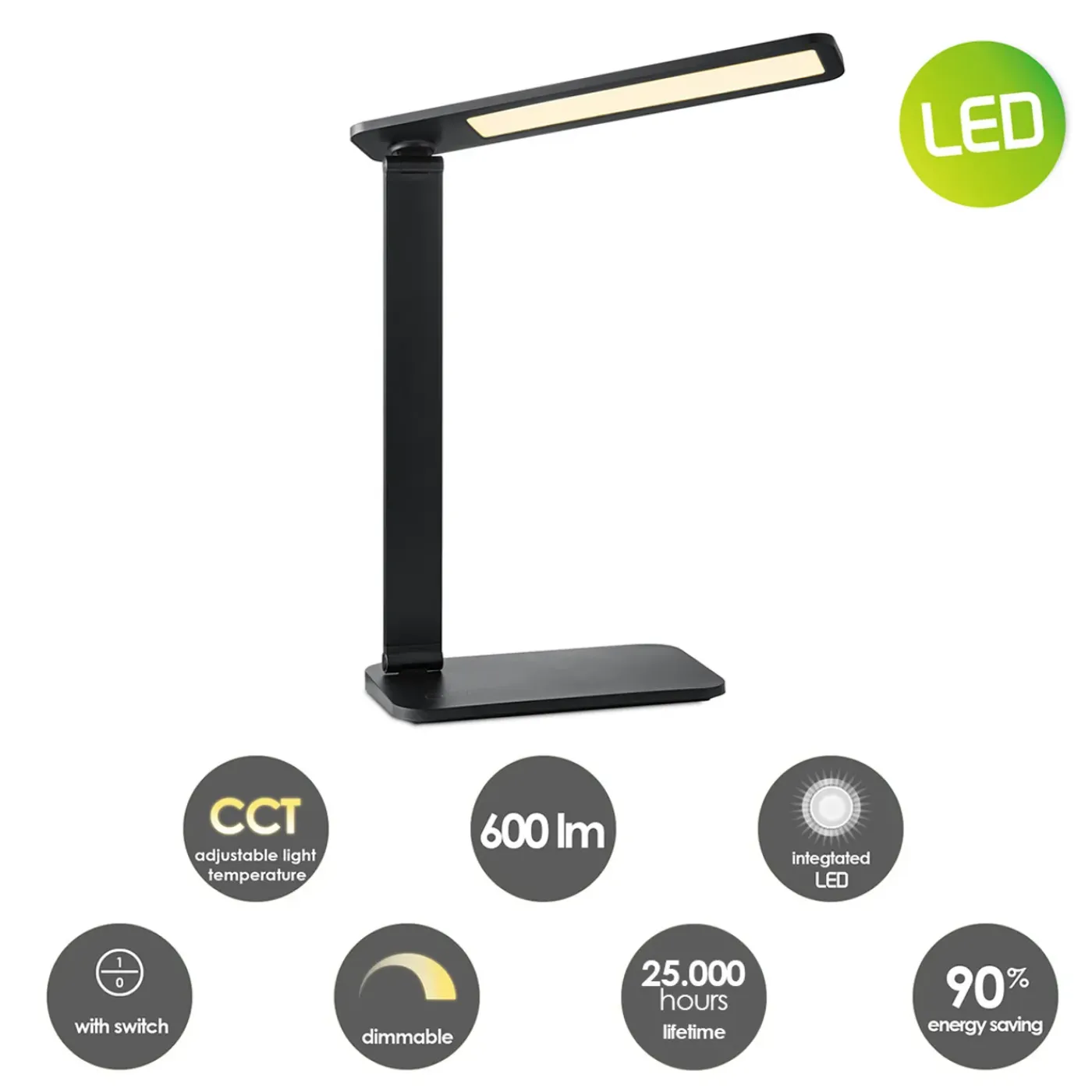 Home Sweet Home bureaulamp Talia zwart 6W