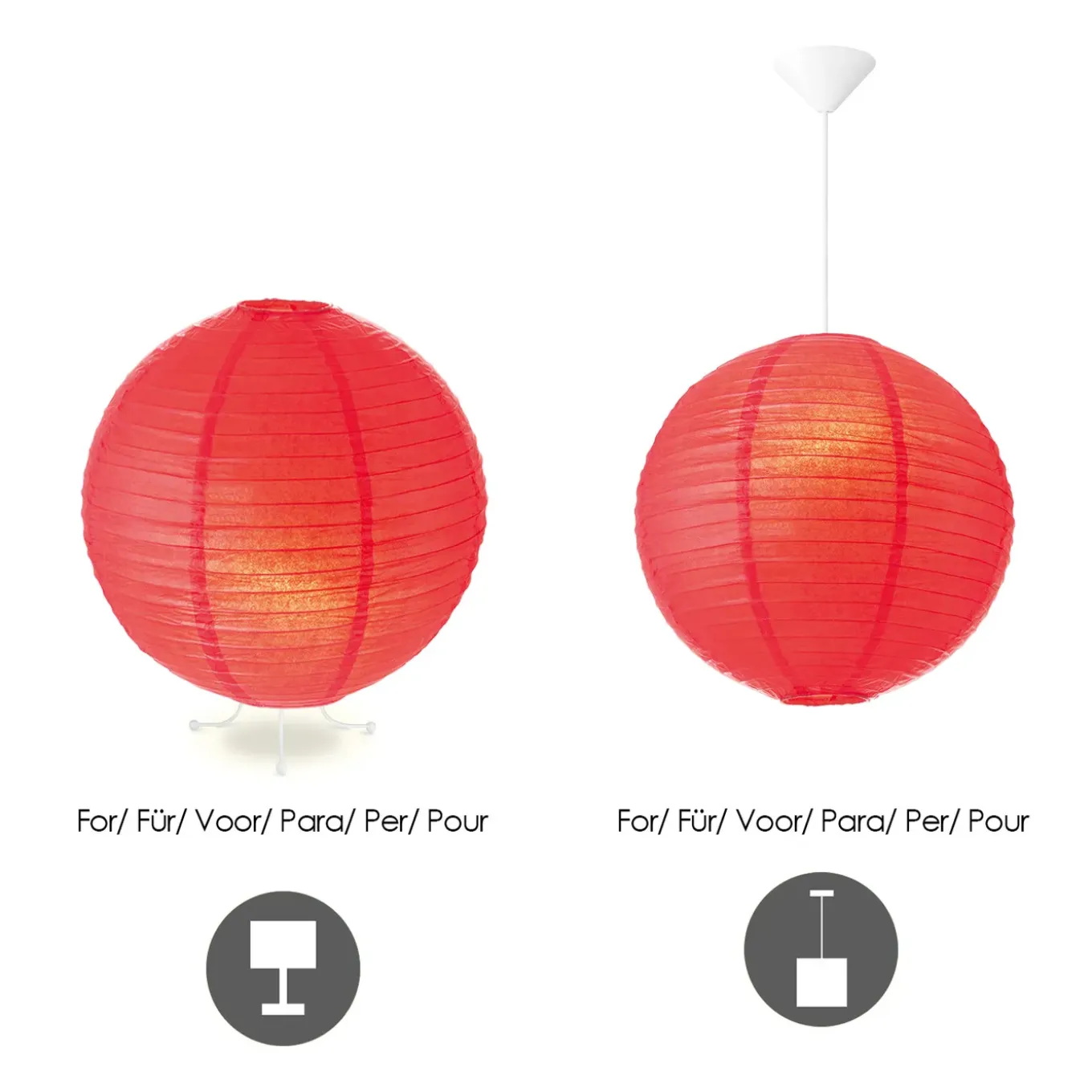 Home Sweet Home Lampenkap Lampion - Papier - Rood - D40cm - H40cm - E27