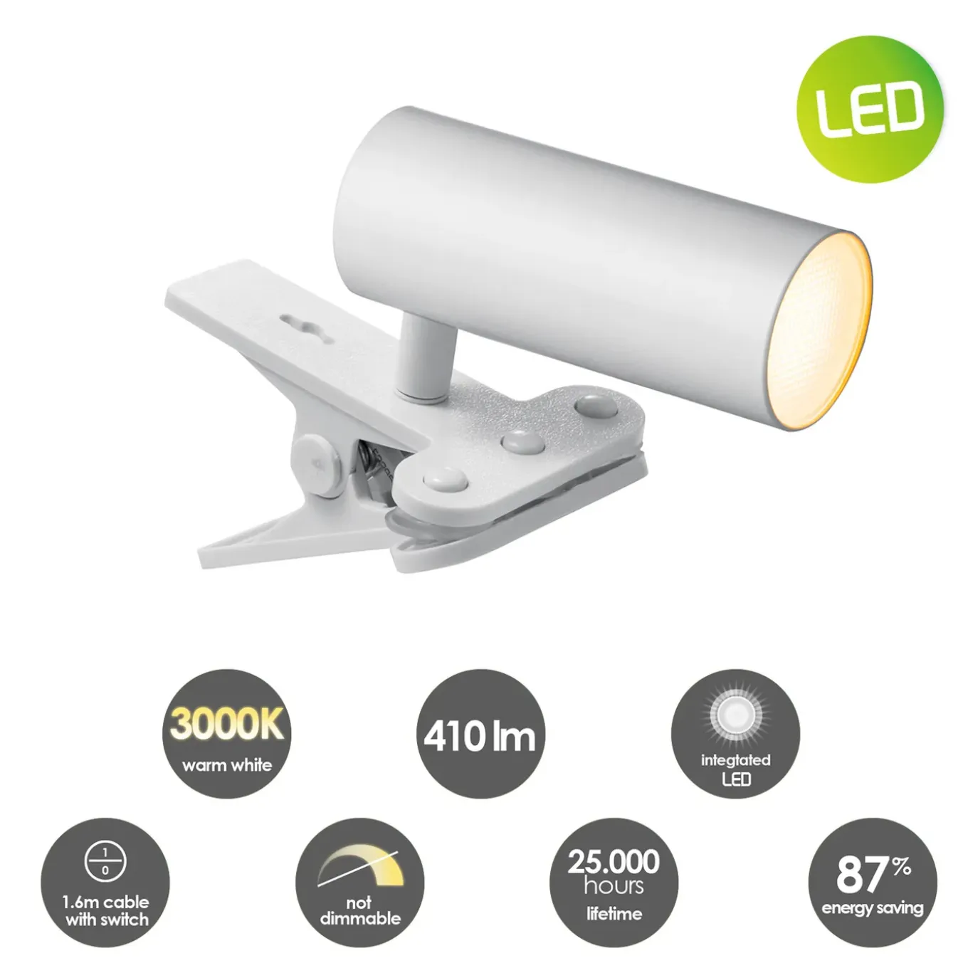 Home Sweet Home tafellamp LED Clips tube wit 4,5W