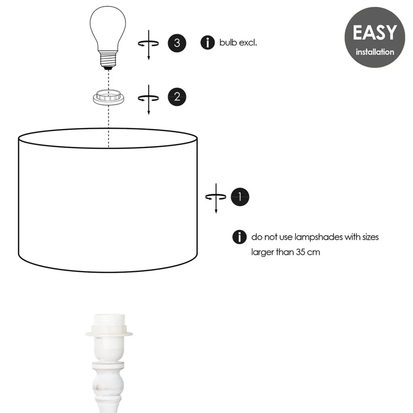 Home Sweet Home Tafellamp Voet Woodi 12/12/38cm - Wit