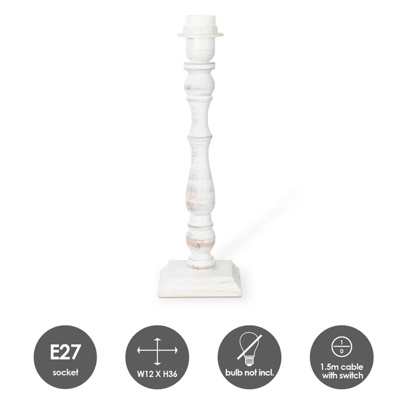 Home Sweet Home Tafellamp Voet Woodi 12/12/38cm - Wit