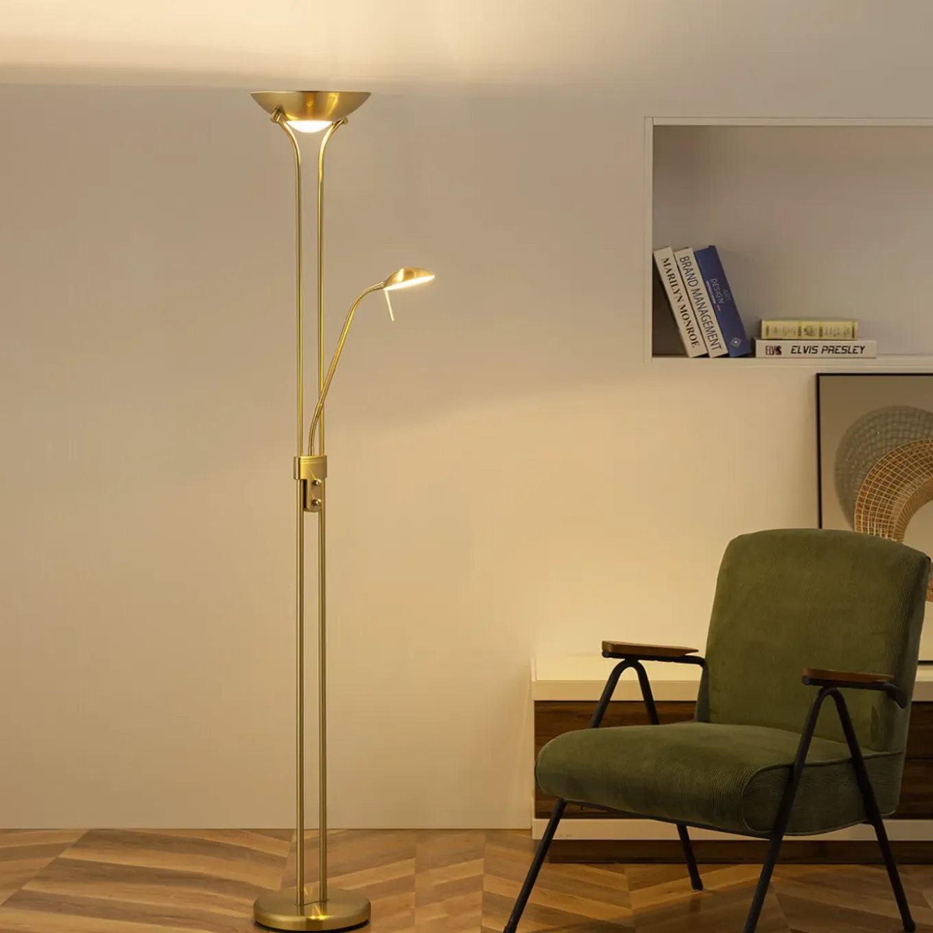 Home Sweet Home vloerlamp Uplight goud R7S 8W G9 3W