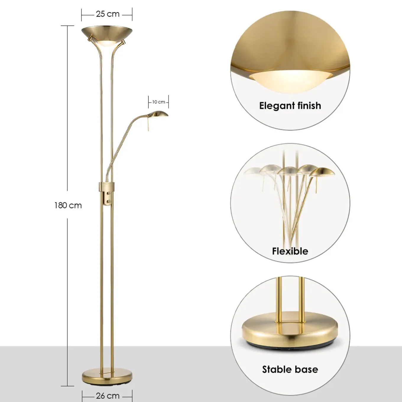 Home Sweet Home vloerlamp Uplight goud R7S 8W G9 3W