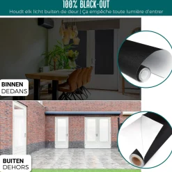 Homewell Verduisteringsdoek 90x200cm - Raamfolie 100% Verduisterend - Statisch – Zwart/Wit
