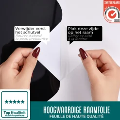 Homewell Verduisteringsdoek 90x200cm - Raamfolie 100% Verduisterend - Statisch – Zwart/Wit