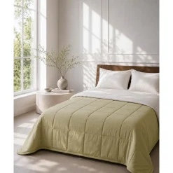 HOOMstyle Bedsprei - Wasbaar dekbed zonder overtrek - Zomer 100 g/m² - 180x220cm - Olijfgroen