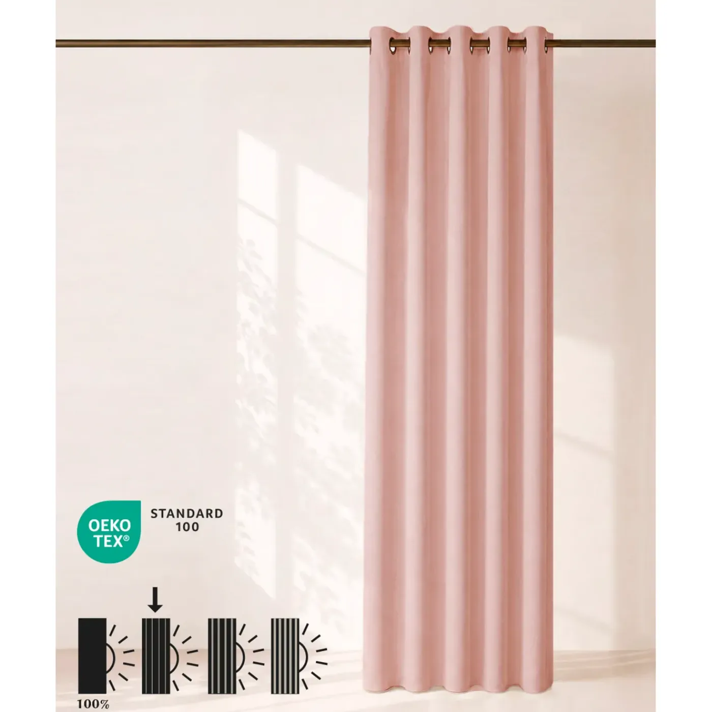 HOOMstyle Kant en Klaar Gordijn Amber - Verduisterend - Met Ringen - 140x270cm - Roze / Licht Roze
