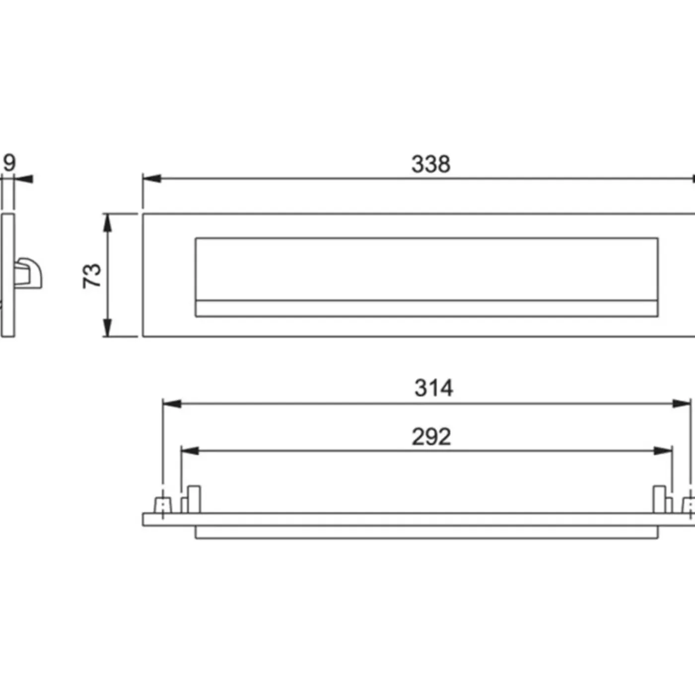 Hoppe Briefplaat 403 - Met Veer - 338x73mm - F1