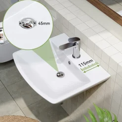 Horow - Badkamer Waskom - Keramiek Serie - Wit - 48x42x13 Cm