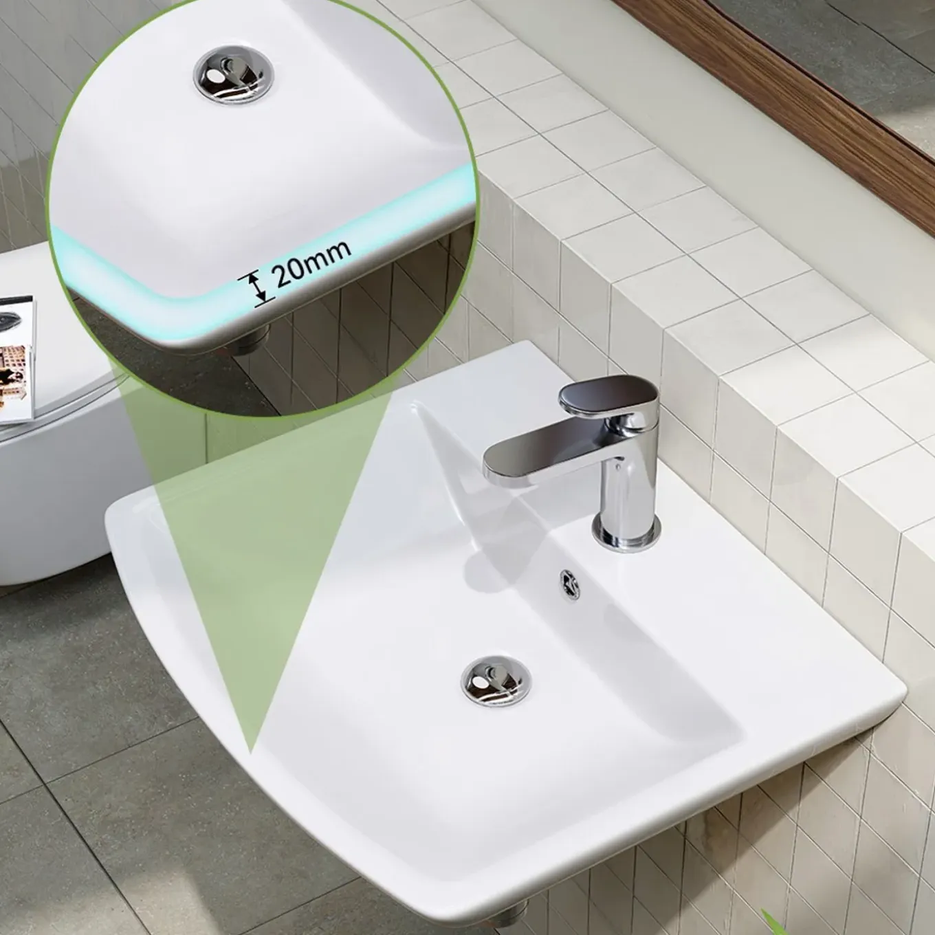 Horow - Badkamer Waskom - Keramiek Serie - Wit - 48x42x13 Cm