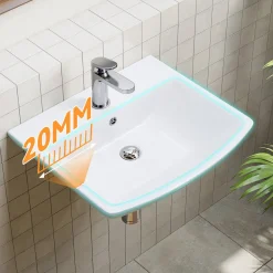 Horow - Badkamer Waskom - Keramiek Serie - Wit - 48x42x13 Cm