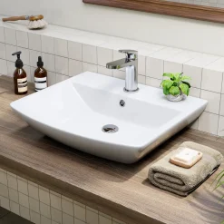 Horow - Badkamer Waskom - Keramiek Serie - Wit - 48x42x13 Cm