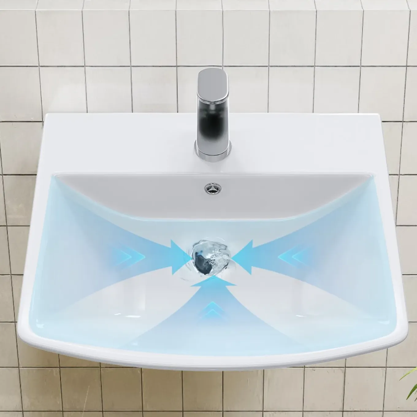 Horow - Badkamer Waskom - Keramiek Serie - Wit - 48x42x13 Cm