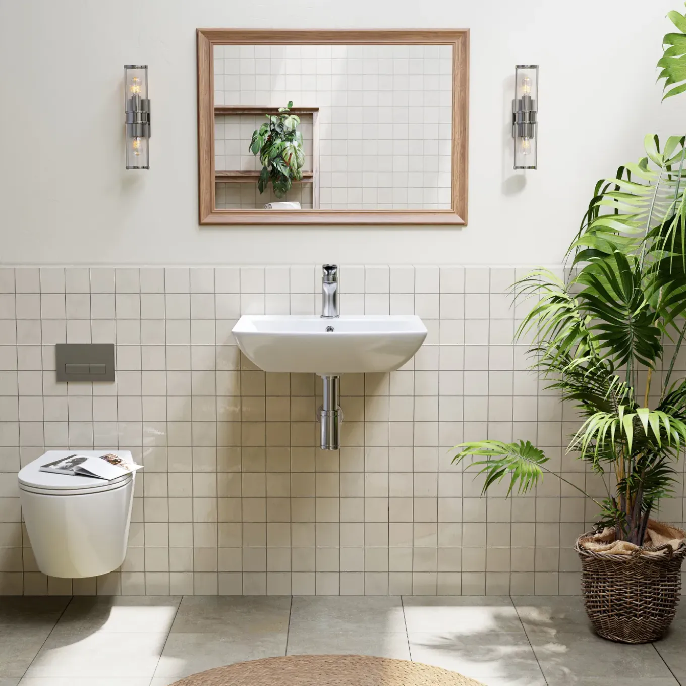 Horow - Badkamer Waskom - Keramiek Serie - Wit - 48x42x13 Cm