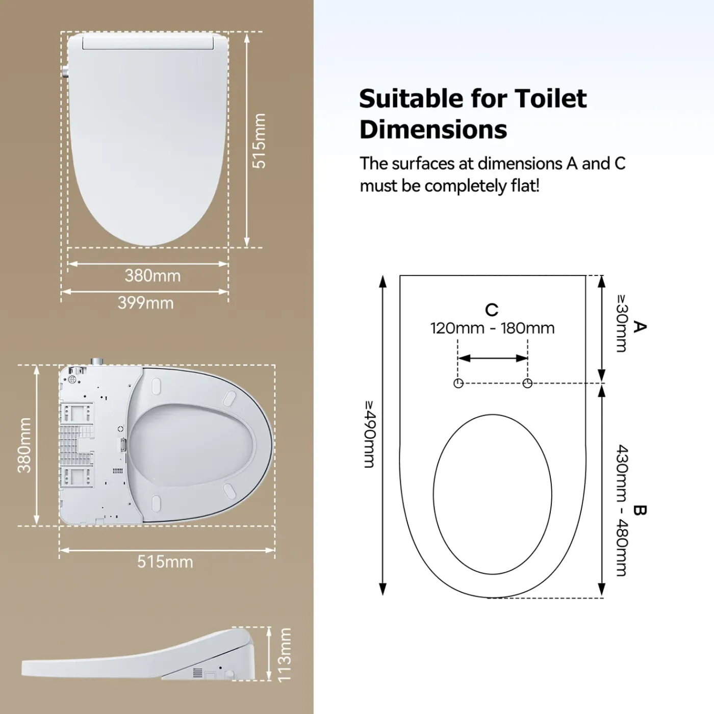 HOROW Bidet Wc-bril - Douchewc - Japans Toilet - Zit- En Ladydouche - Verwarmde Zitting
