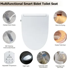 HOROW Bidet Wc-bril - Douchewc - Japans Toilet - Zit- En Ladydouche - Verwarmde Zitting