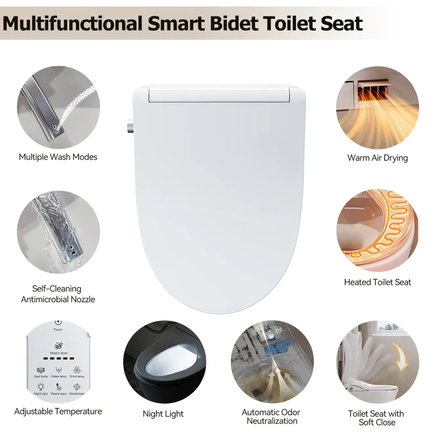 HOROW Bidet Wc-bril - Douchewc - Japans Toilet - Zit- En Ladydouche - Verwarmde Zitting