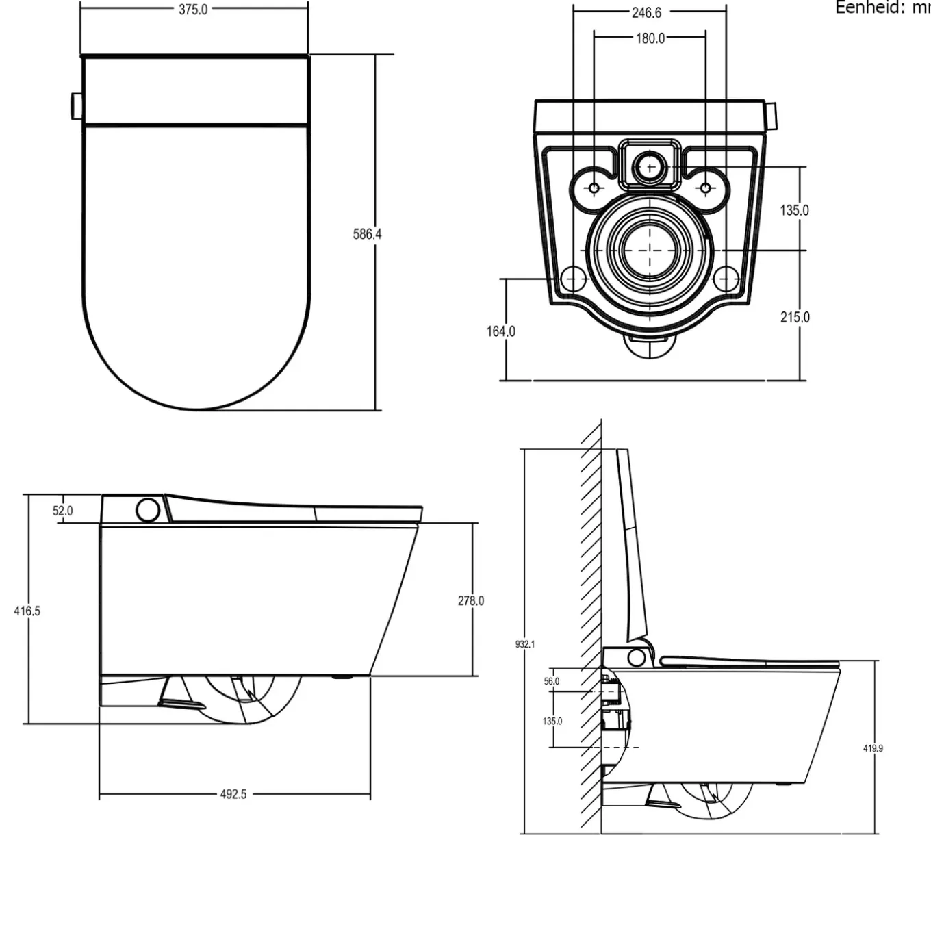 Horow Douche Wc - Bidet Toilet - Warme Luchtdroging - Geurafzuiging - Softclose