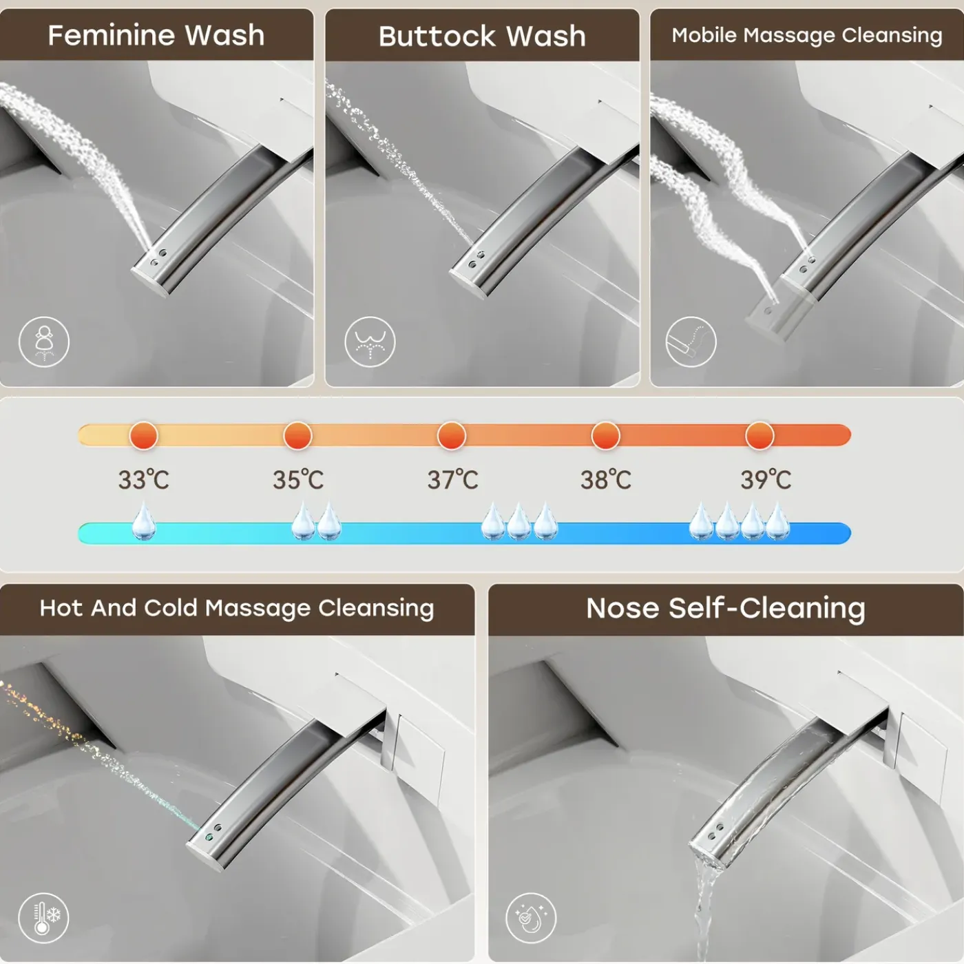HOROW Douche Wc Japans Toilet - Randloos Wandtoilet Met Bidet & Geurafzuiging - Wit