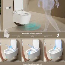 HOROW Douche Wc Japans Toilet - Randloos Wandtoilet Met Bidet & Geurafzuiging - Wit
