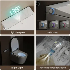 HOROW Douche Wc Japans Toilet - Randloos Wandtoilet Met Bidet & Geurafzuiging - Wit