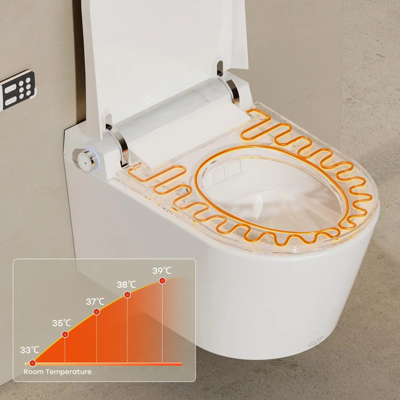HOROW Douche Wc Japans Toilet - Randloos Wandtoilet Met Bidet & Geurafzuiging - Wit