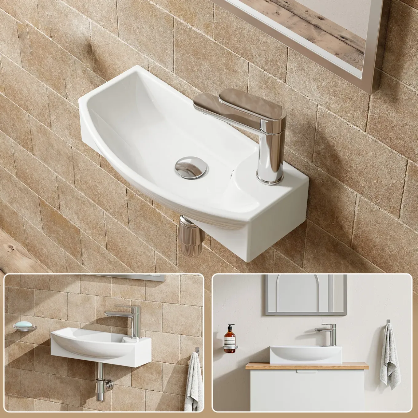 Horow Fontein - Wandfontein - Keramiek - 45x22x13 Cm - Wit