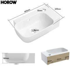 Horow Fontein - Wandfontein - Keramiek - 40x25x14 Cm - Wit - Kraangat Rechts