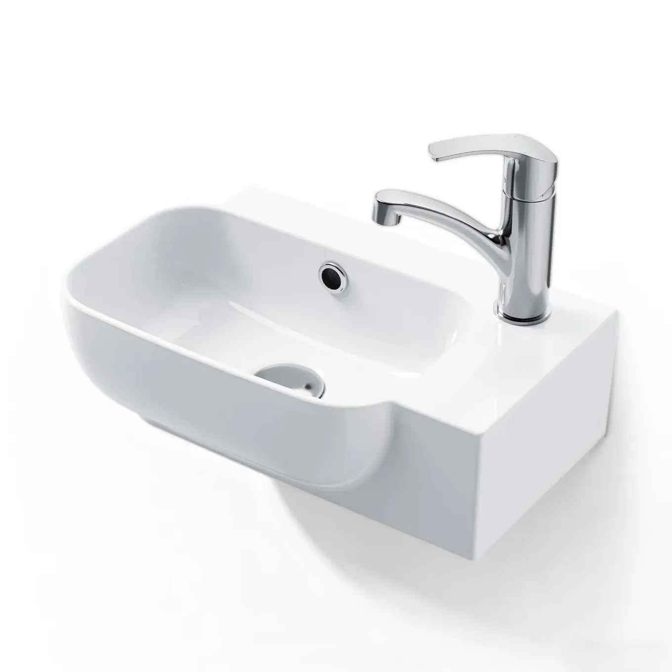 Horow Fontein - Wandfontein - Keramiek - 40x25x14 Cm - Wit - Kraangat Rechts