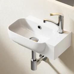 Horow Fontein - Wandfontein - Keramiek - 40x25x14 Cm - Wit - Kraangat Rechts
