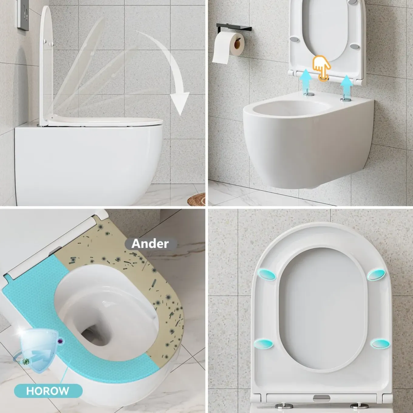Horow Hangtoilet - Randloos - Diepspoel - Keramiek - Vuilafstotend - Wit