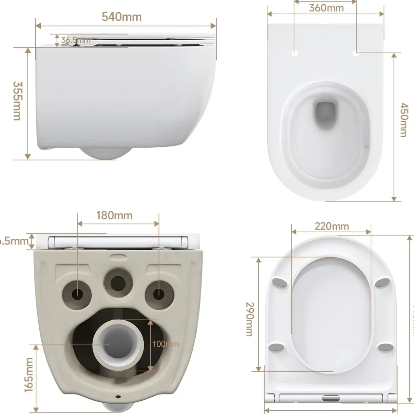 Horow Hangtoilet - Randloos - Diepspoel - Keramiek - Vuilafstotend - Wit