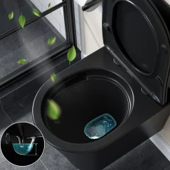 HOROW Hangtoilet Randloos - Keramiek - Rond - Mat Zwart - Softclose Wc-bril